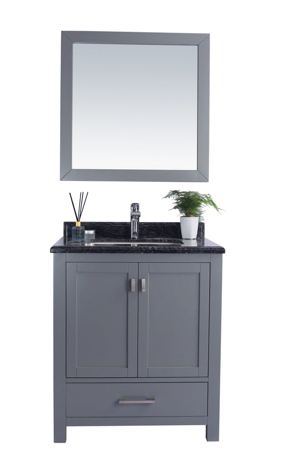 Wilson 30 Grey Bathroom Vanity with Black Wood Marble Countertop