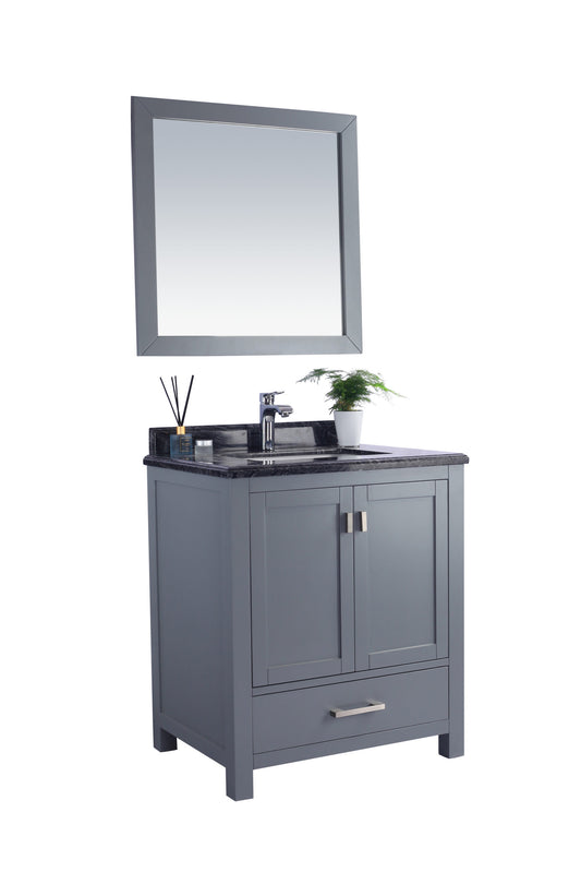 Wilson 30" Grey Bathroom Vanity with Black Wood Marble Countertop