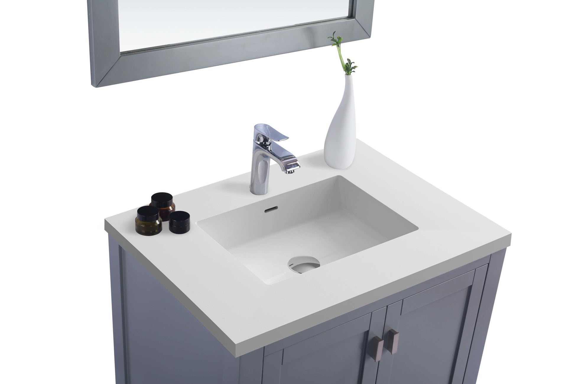 Wilson 30" Grey Bathroom Vanity with Matte White VIVA Stone Solid Surface Countertop