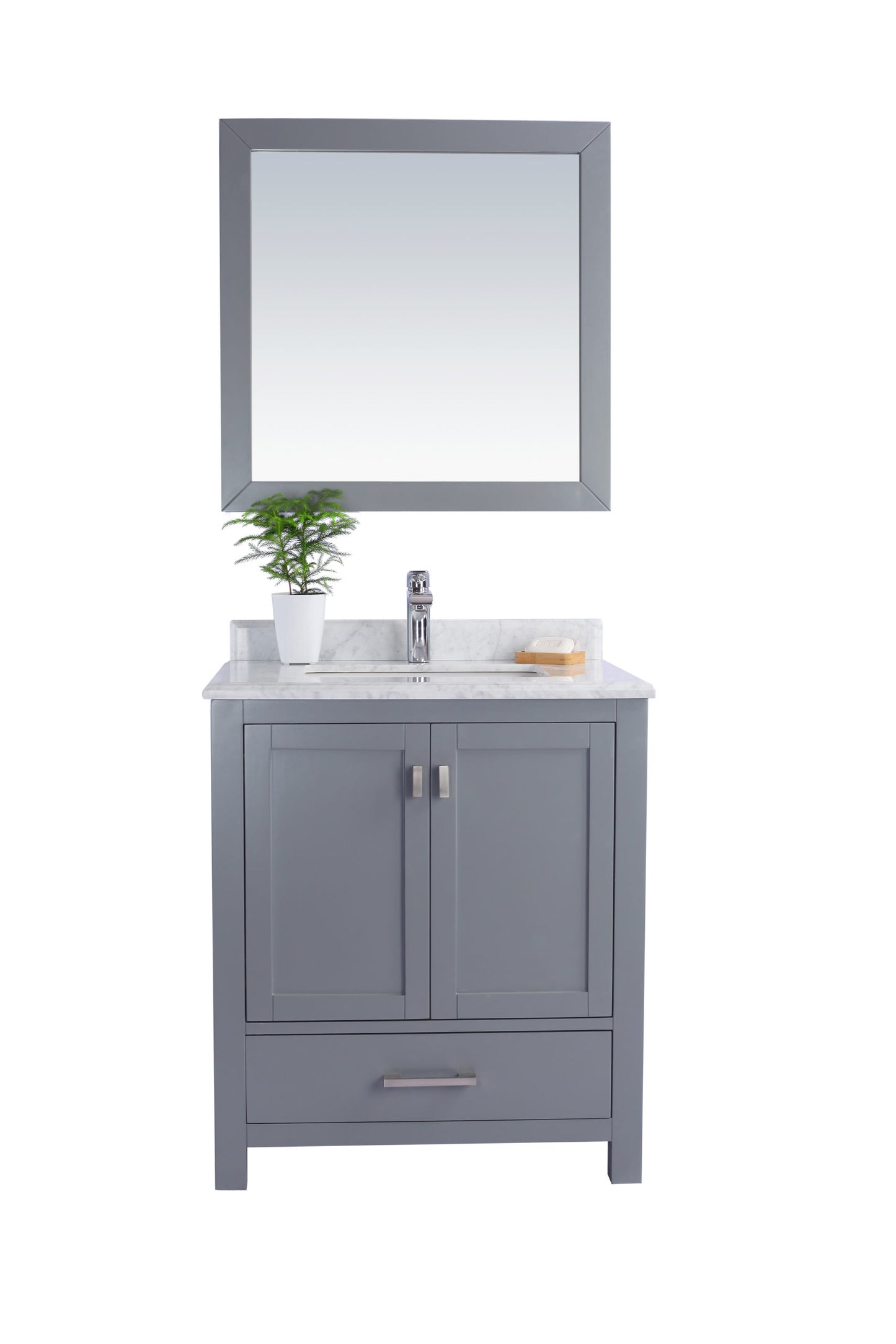 Wilson 30" Grey Bathroom Vanity with White Carrara Marble Countertop