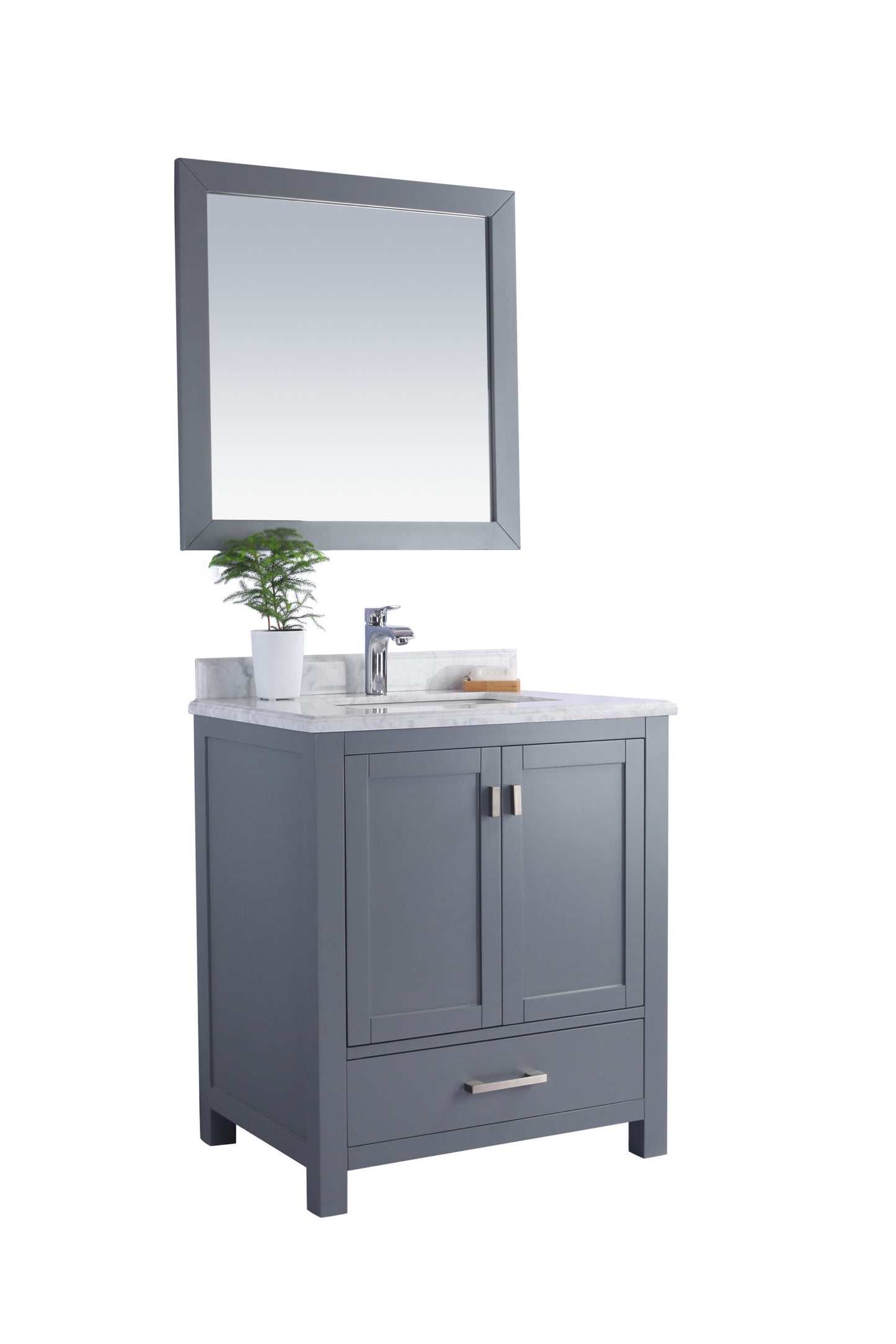 Wilson 30" Grey Bathroom Vanity with White Carrara Marble Countertop