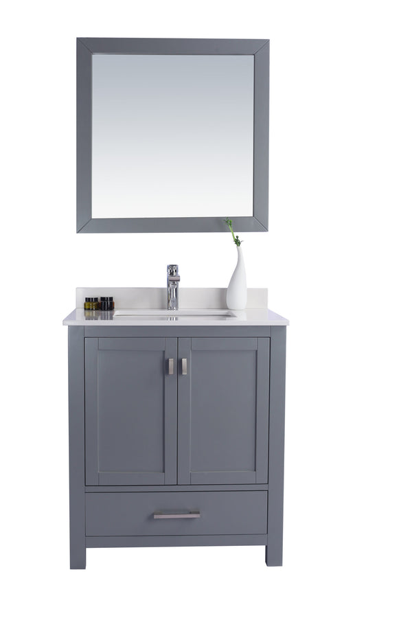 Wilson 30 Grey Bathroom Vanity with White Quartz Countertop