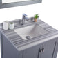 Wilson 30" Grey Bathroom Vanity with White Stripes Marble Countertop