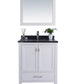 Wilson 30" White Bathroom Vanity with Black Wood Marble Countertop