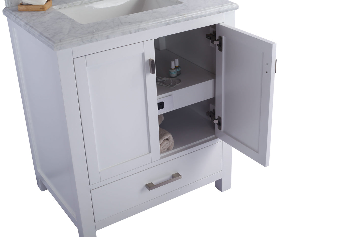 Wilson 30" White Bathroom Vanity with Matte White VIVA Stone Solid Surface Countertop