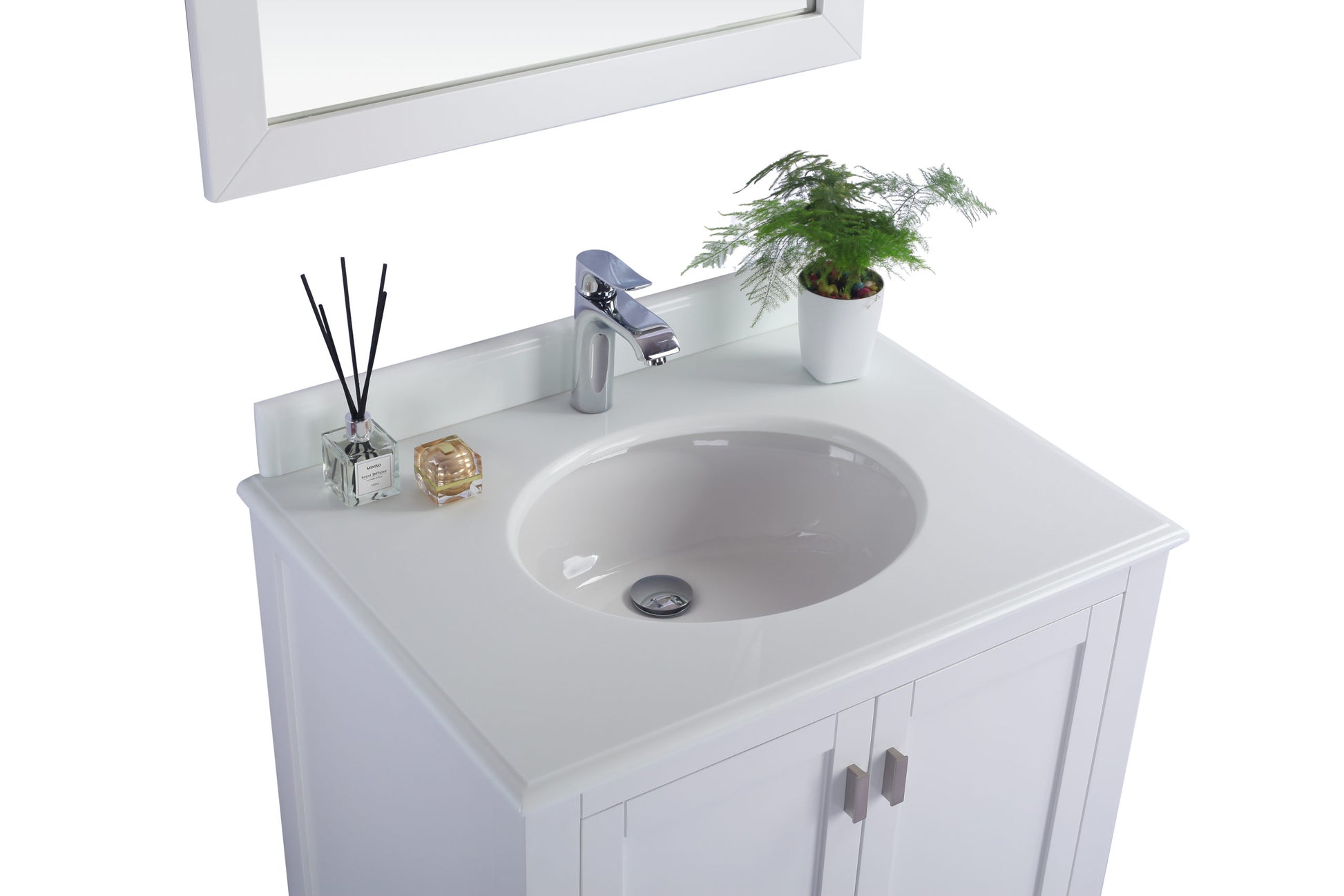 Wilson 30" White Bathroom Vanity with Pure White Phoenix Stone Countertop