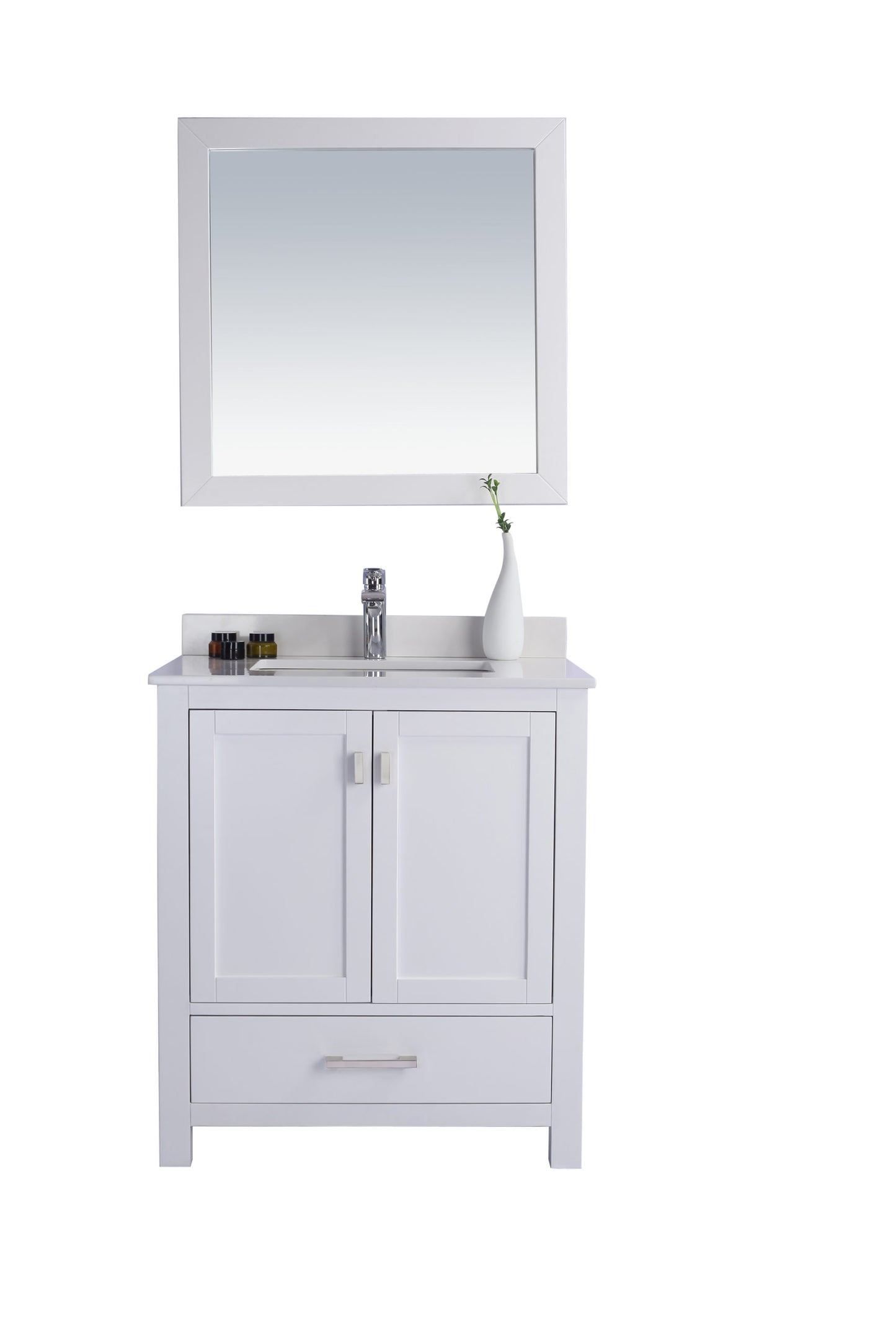 Wilson 30" White Bathroom Vanity with White Quartz Countertop