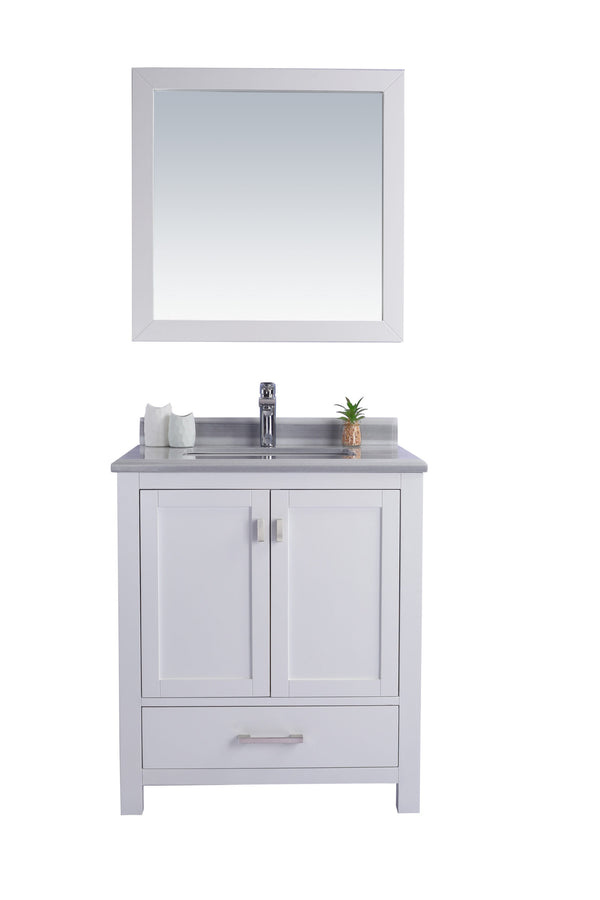 Wilson 30 White Bathroom Vanity with White Stripes Marble Countertop