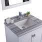 Wilson 30" White Bathroom Vanity with White Stripes Marble Countertop