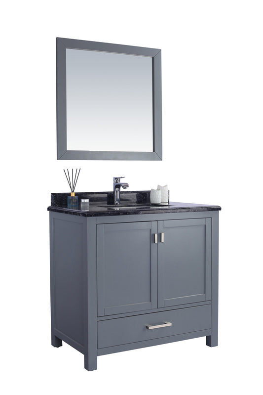 Wilson 36" Grey Bathroom Vanity with Black Wood Marble Countertop