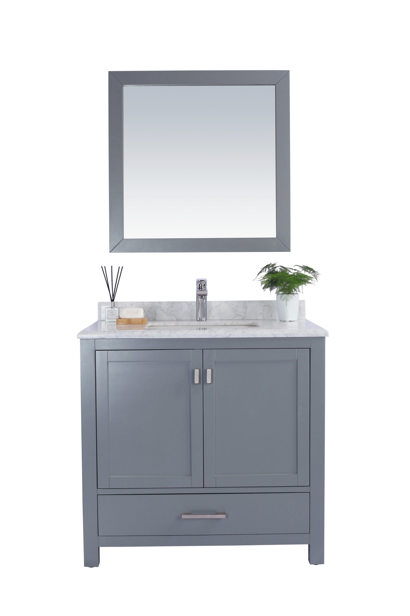 Wilson 36" Grey Bathroom Vanity with White Carrara Marble Countertop