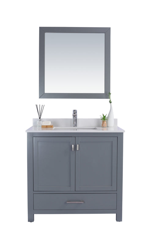 Wilson 36" Grey Bathroom Vanity with White Quartz Countertop