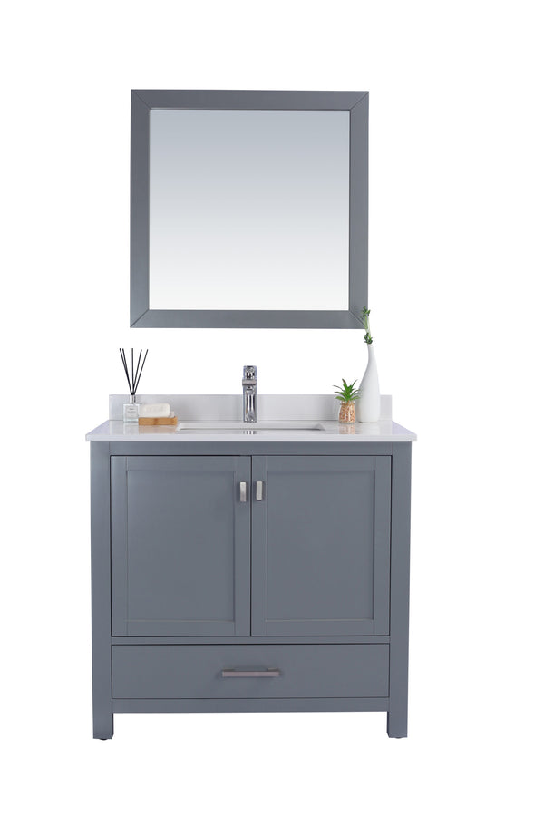 Wilson 36 Grey Bathroom Vanity with White Quartz Countertop