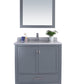 Wilson 36" Grey Bathroom Vanity with White Stripes Marble Countertop