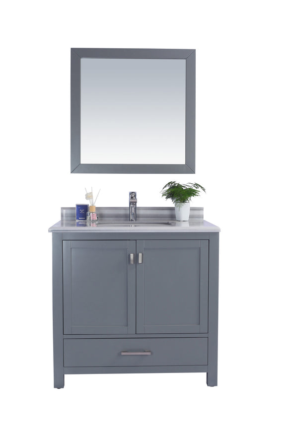 Wilson 36 Grey Bathroom Vanity with White Stripes Marble Countertop