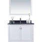 Wilson 36" White Bathroom Vanity with Black Wood Marble Countertop