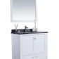 Wilson 36" White Bathroom Vanity with Black Wood Marble Countertop