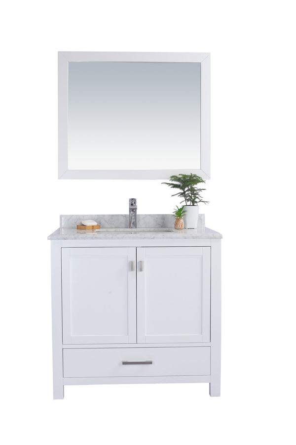 Wilson 36 White Bathroom Vanity with White Carrara Marble Countertop