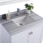 Wilson 36" White Bathroom Vanity with White Stripes Marble Countertop