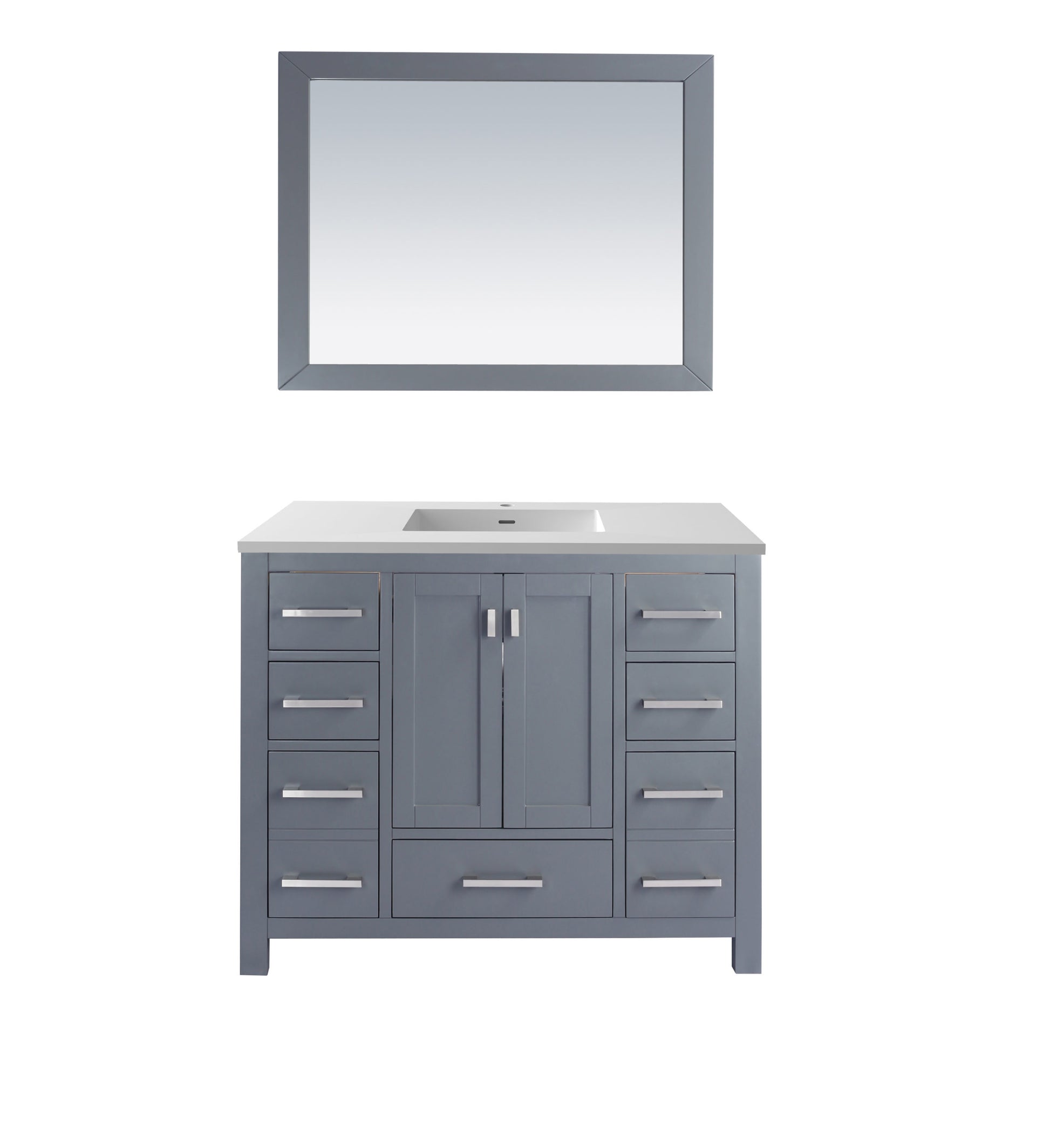 Wilson 42" Grey Bathroom Vanity with Matte White VIVA Stone Solid Surface Countertop