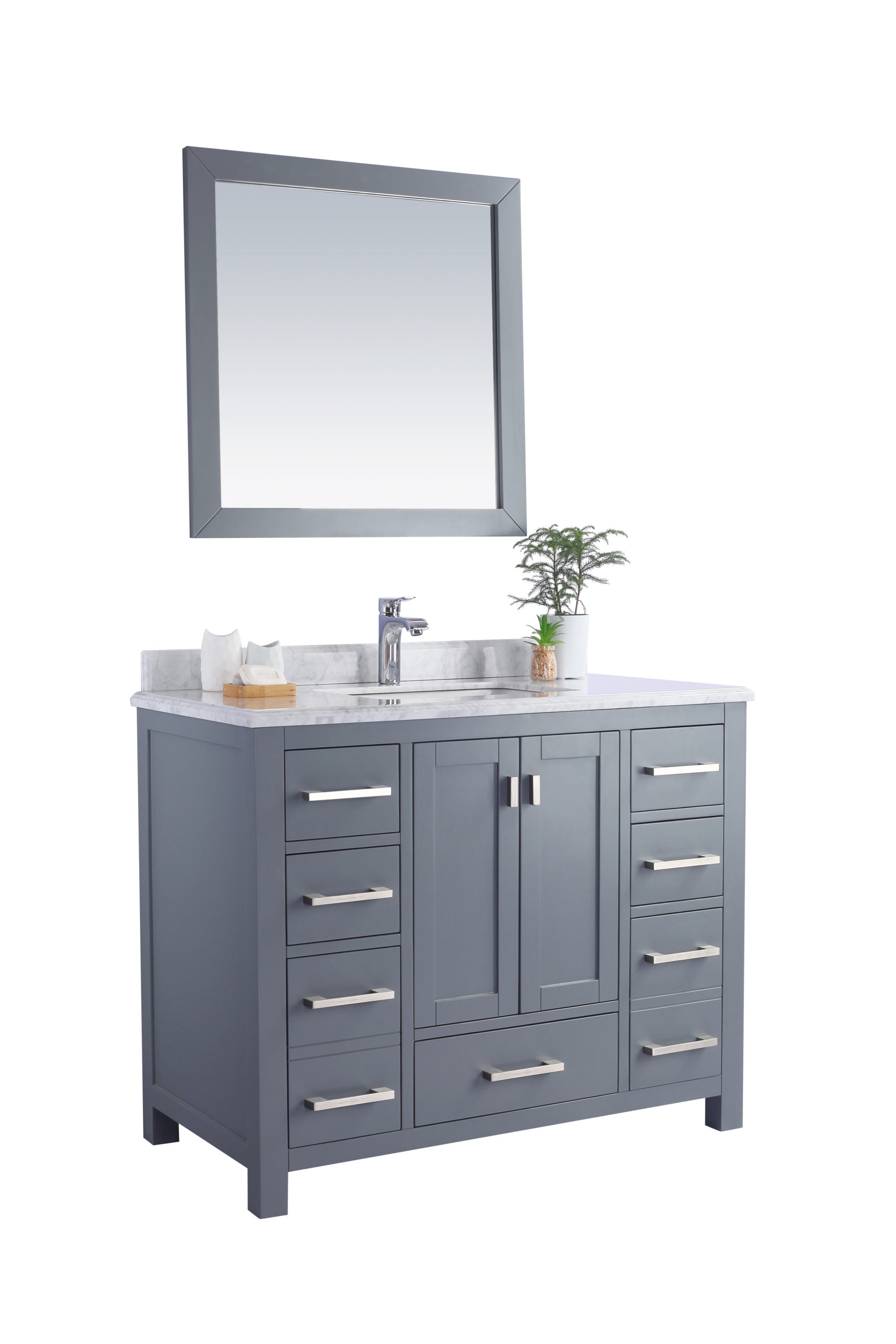 Wilson 42" Grey Bathroom Vanity with White Carrara Marble Countertop