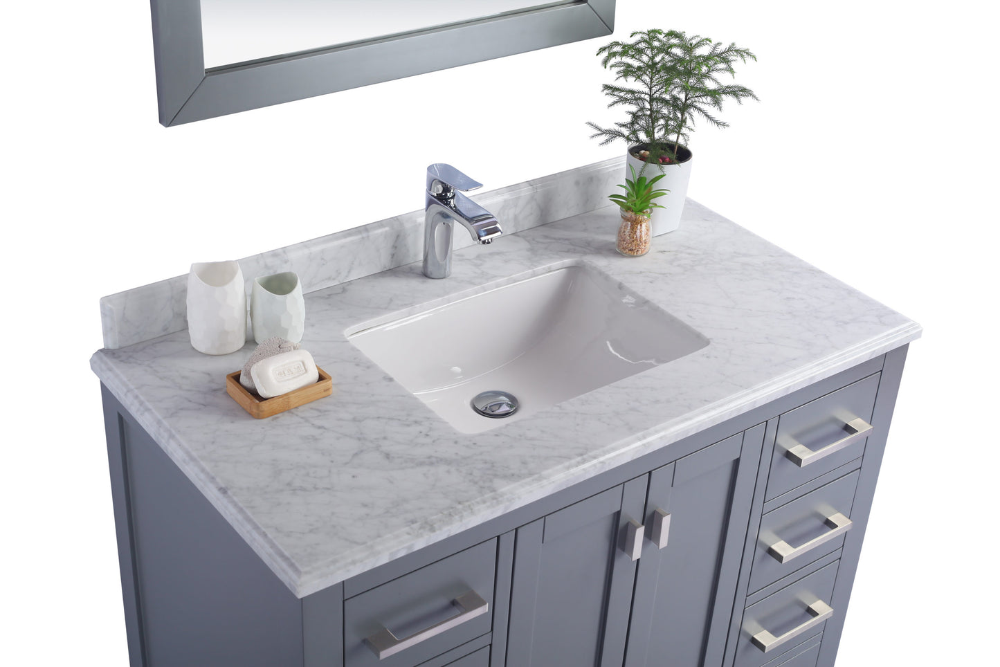 Wilson 42" Grey Bathroom Vanity with White Carrara Marble Countertop