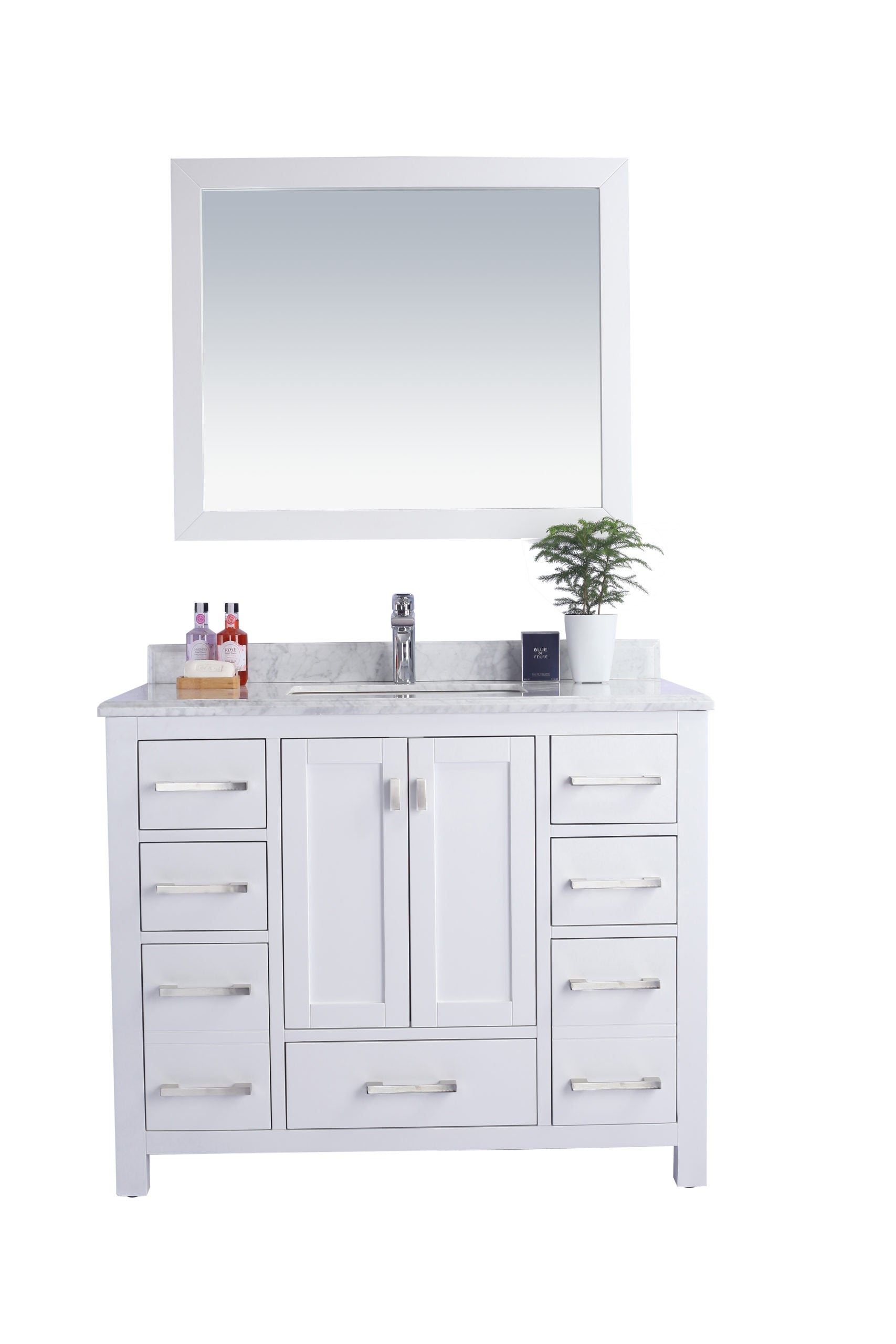 Wilson 42" White Bathroom Vanity with White Carrara Marble Countertop