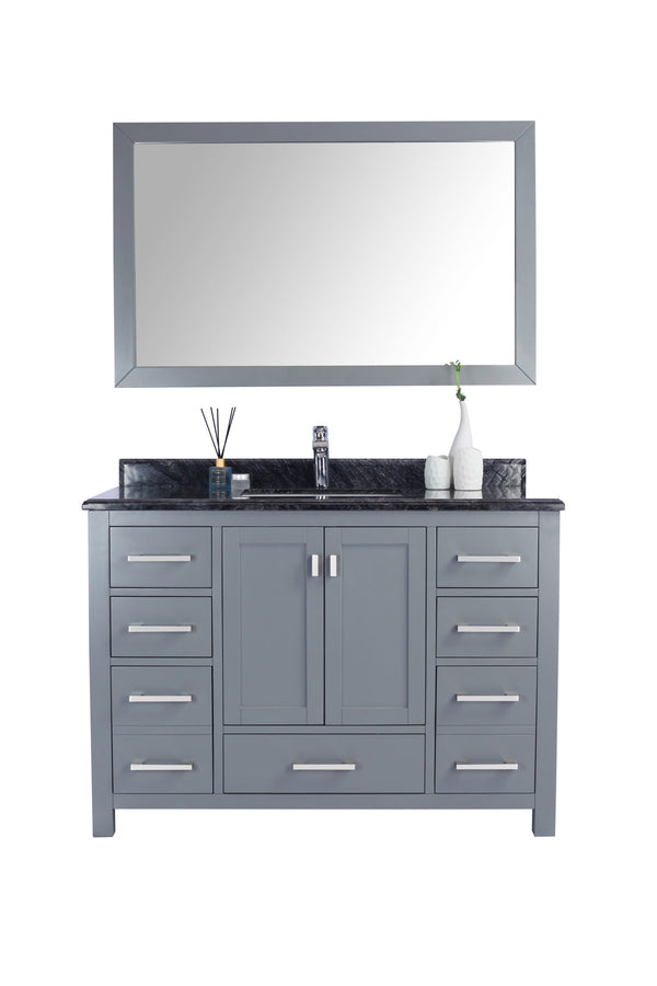 Wilson 48 Grey Bathroom Vanity with Black Wood Marble Countertop