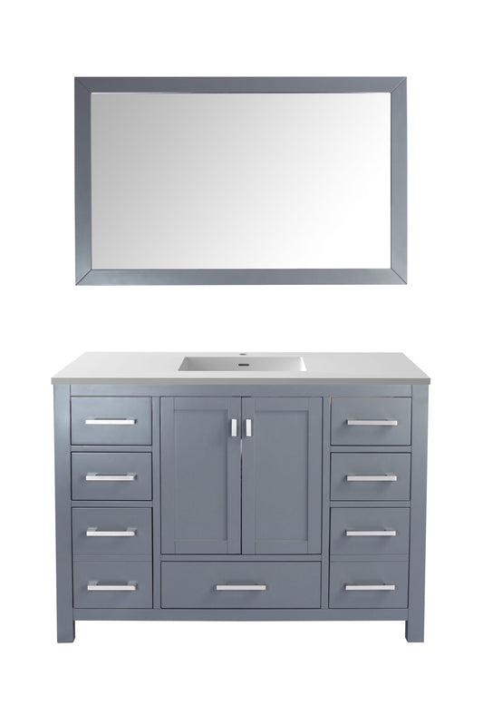 Wilson 48" Grey Bathroom Vanity with Matte White VIVA Stone Solid Surface Countertop