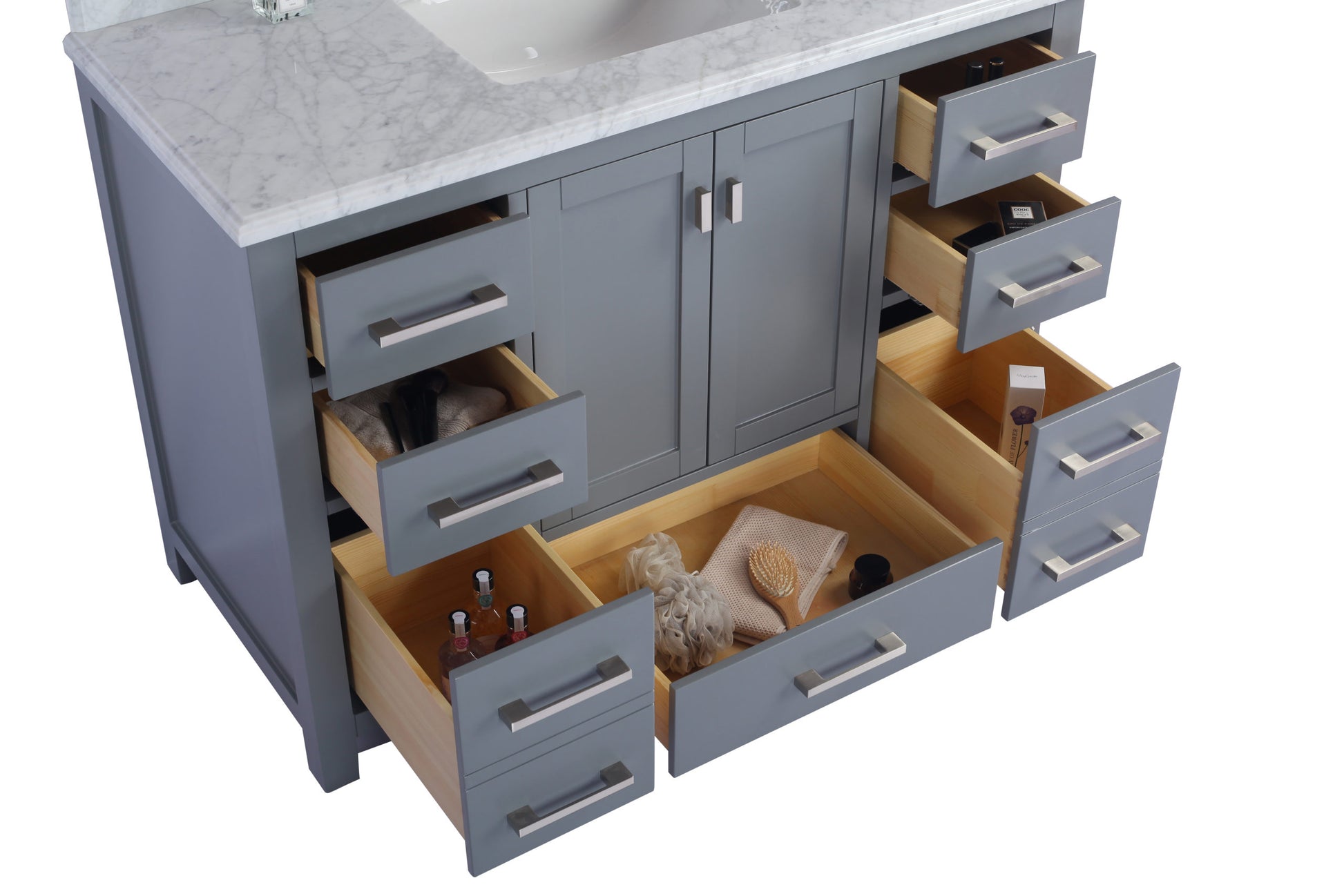 Wilson 48" Grey Bathroom Vanity with Matte White VIVA Stone Solid Surface Countertop