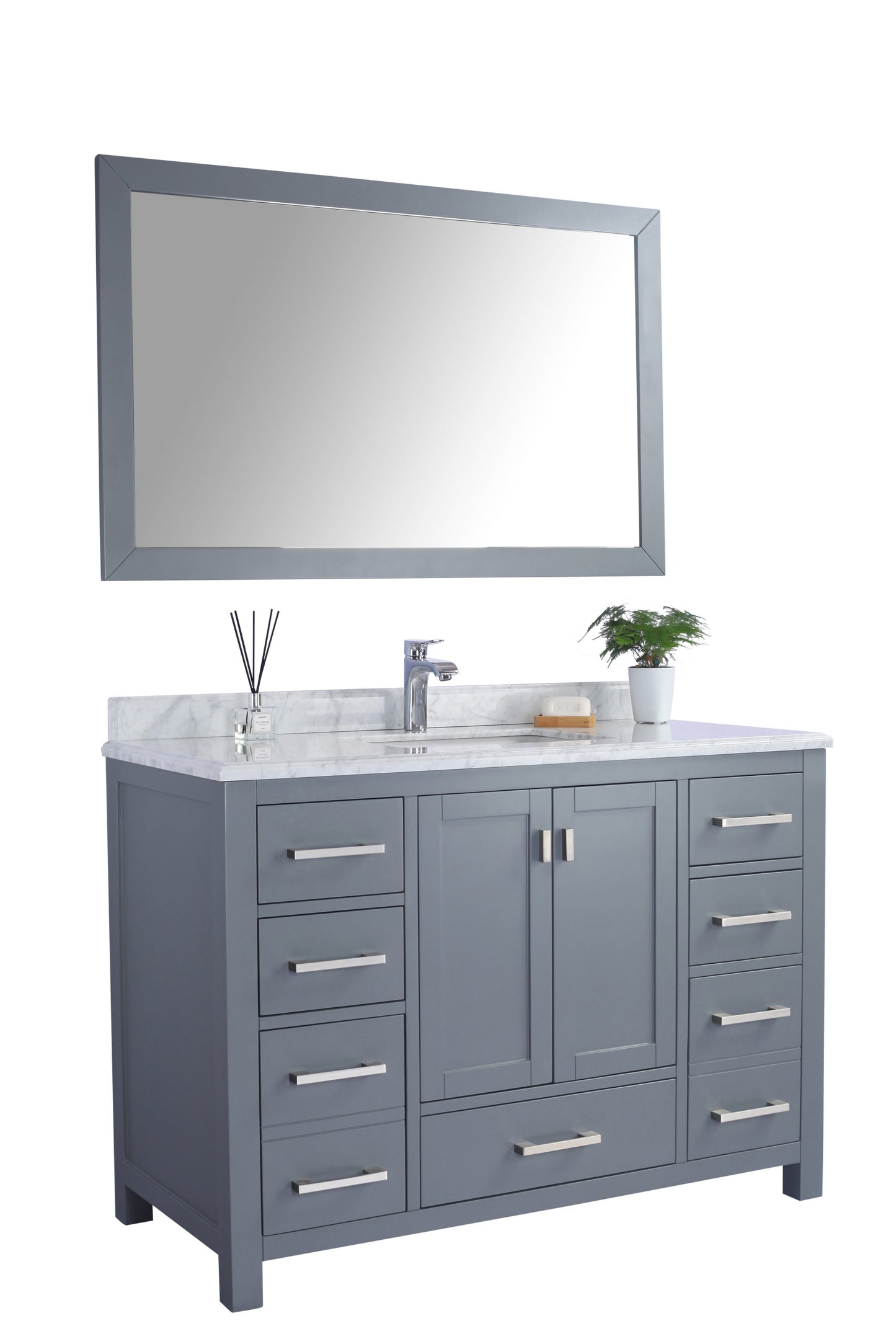 Wilson 48" Grey Bathroom Vanity with White Carrara Marble Countertop