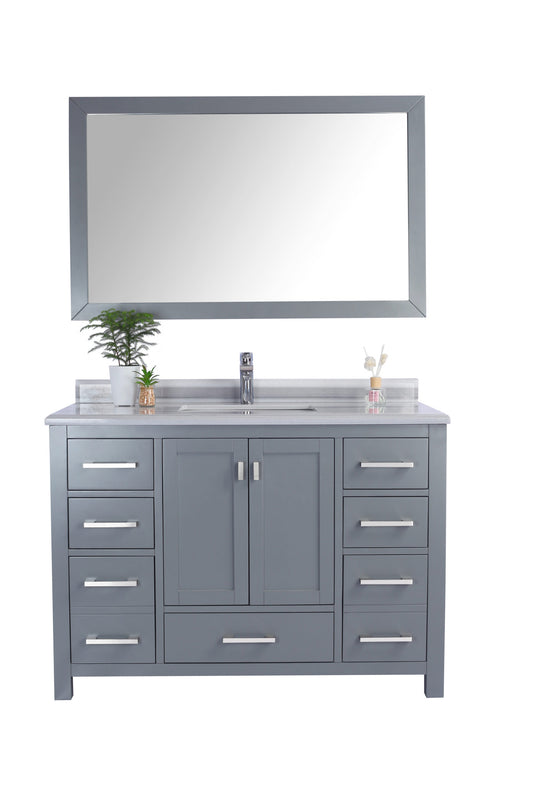 Wilson 48" Grey Bathroom Vanity with White Stripes Marble Countertop