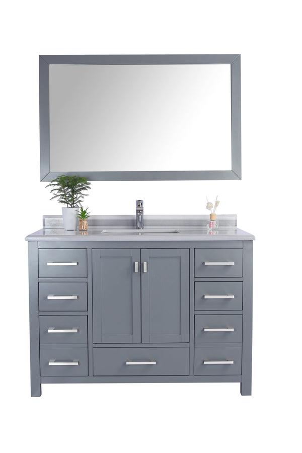 Wilson 48 Grey Bathroom Vanity with White Stripes Marble Countertop