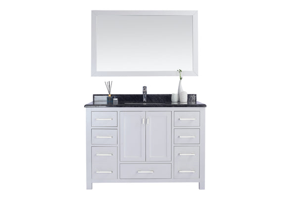 Wilson 48 White Bathroom Vanity with Black Wood Marble Countertop