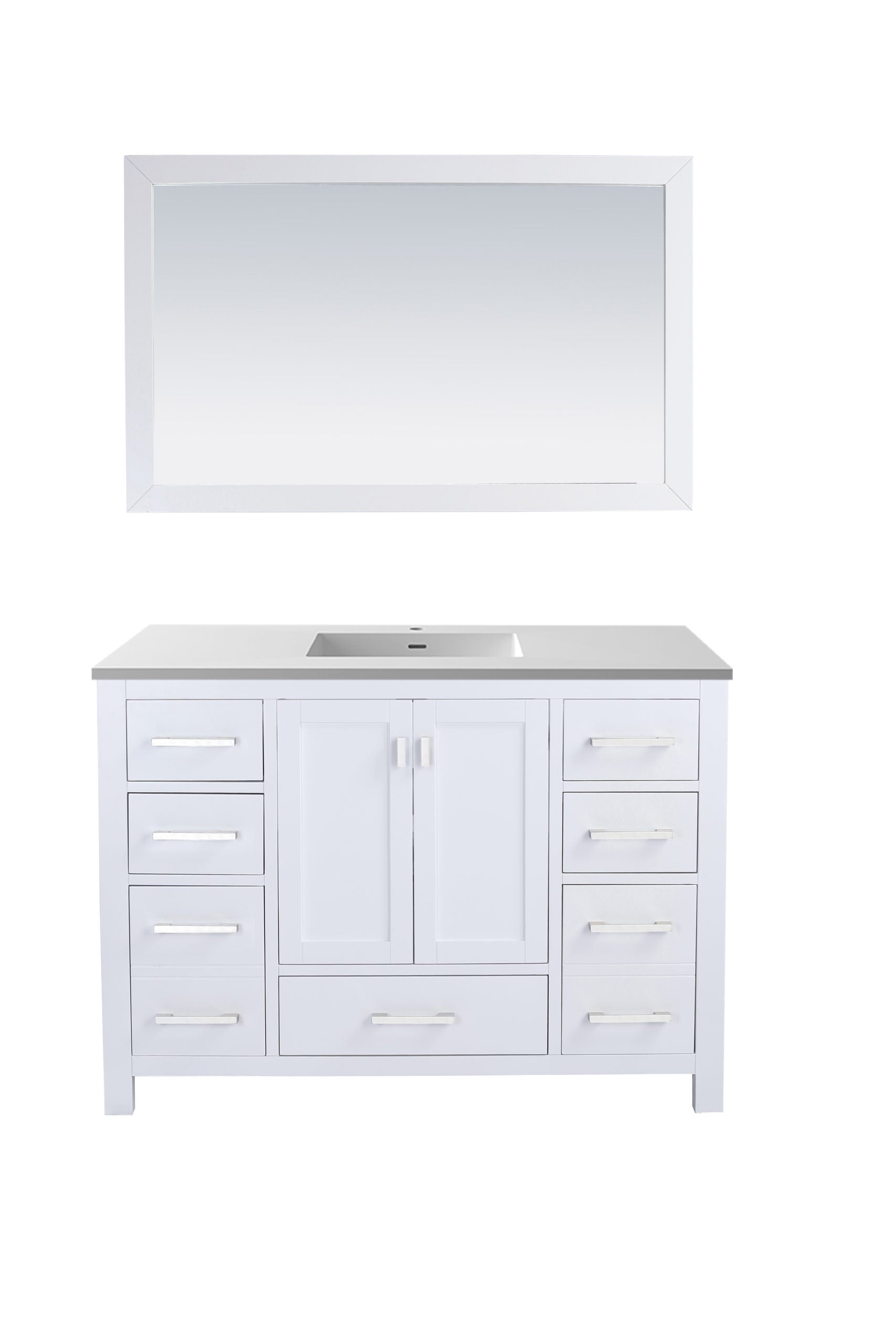 Wilson 48" White Bathroom Vanity with Matte White VIVA Stone Solid Surface Countertop