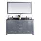 Wilson 60" Grey Double Sink Bathroom Vanity with Black Wood Marble Countertop