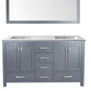 Wilson 60" Grey Double Sink Bathroom Vanity with Matte White VIVA Stone Solid Surface Countertop