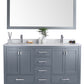 Wilson 60" Grey Double Sink Bathroom Vanity with White Carrara Marble Countertop