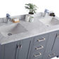 Wilson 60" Grey Double Sink Bathroom Vanity with White Carrara Marble Countertop