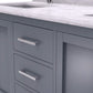 Wilson 60" Grey Double Sink Bathroom Vanity with White Carrara Marble Countertop