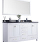 Wilson 60" White Double Sink Bathroom Vanity with Black Wood Marble Countertop