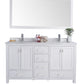 Wilson 60" White Double Sink Bathroom Vanity with White Carrara Marble Countertop