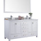 Wilson 60" White Double Sink Bathroom Vanity with White Carrara Marble Countertop