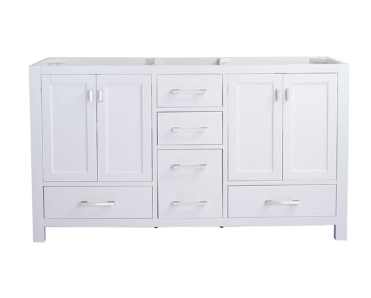 Wilson 60" White Double Sink Bathroom Vanity Cabinet