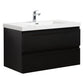 Aurora 36" Matte Midnight Black Wall Hung Bathroom Vanity with White Acrylic Countertop