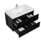 Aurora 36" Matte Midnight Black Wall Hung Bathroom Vanity with White Acrylic Countertop