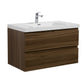 Aurora 36" Smokey Walnut Wall Hung Bathroom Vanity with White Acrylic Countertop