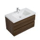 Aurora 36" Smokey Walnut Wall Hung Bathroom Vanity with White Acrylic Countertop