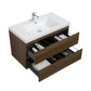 Aurora 36" Smokey Walnut Wall Hung Bathroom Vanity with White Acrylic Countertop