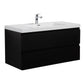 Aurora 42" Matte Midnight Black Wall Hung Bathroom Vanity with White Acrylic Countertop